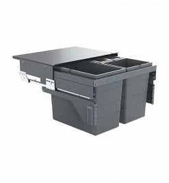 Poubelle de cuisine tri sélectif 3 bacs encastrable 54L (28+13+13) Hailo AS Cargo