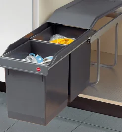 Poubelle de cuisine tri sélectif 2 bacs encastrable sous évier 30L (15+15) Hailo Tandem