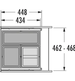 Poubelle de cuisine tri sélectif 3 bacs encastrable 43L (17+13+13) Hailo Cargo