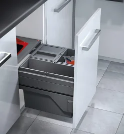 Poubelle de cuisine tri sélectif 3 bacs encastrable 43L (17+13+13) Hailo Cargo