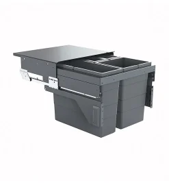 Poubelle de cuisine tri sélectif 3 bacs encastrable 43L (17+13+13) Hailo Cargo