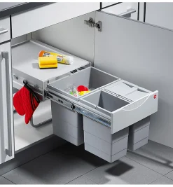 Poubelle de cuisine tri sélectif 3 bacs encastrable 35L (18+8.5+8.5) Hailo AS Raumspar Tandem