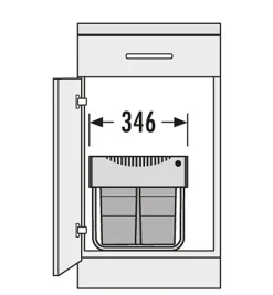 Poubelle de cuisine tri sélectif 3 bacs encastrable 35L (18+8.5+8.5) Hailo AS Raumspar Tandem