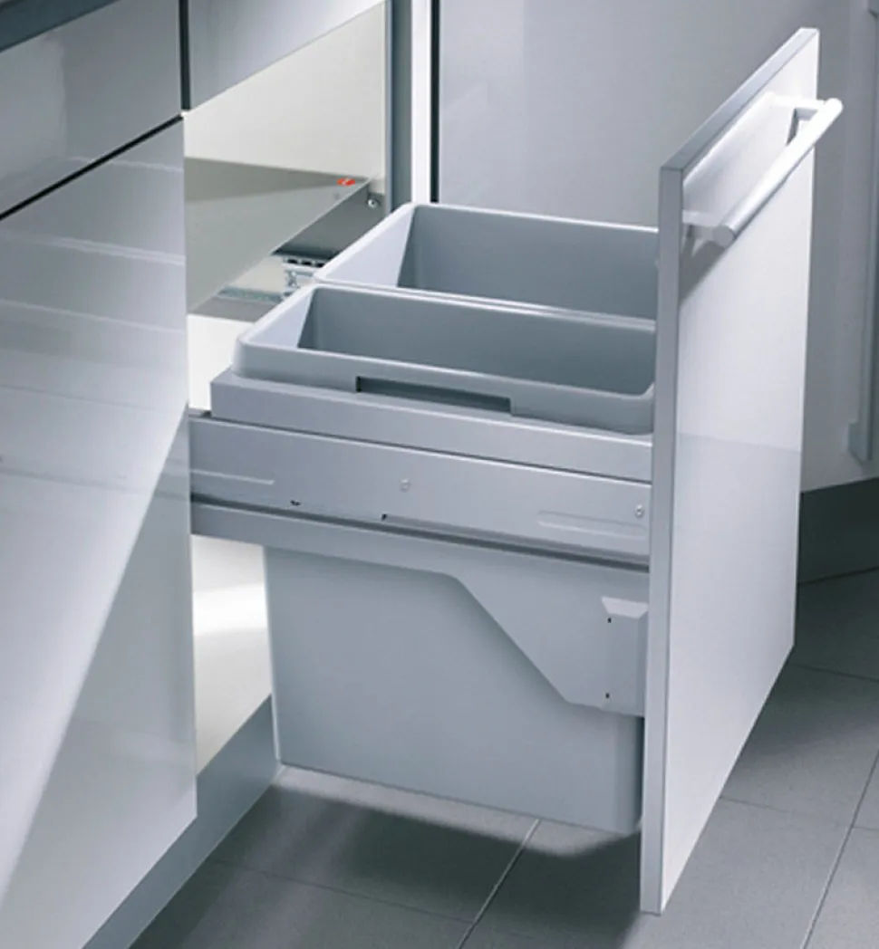 Poubelle de cuisine tri sélectif 2 bacs encastrable 49L (30+19) Hailo Euro Cargo S