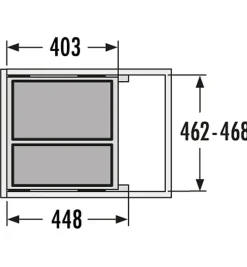 Poubelle de cuisine tri sélectif 2 bacs encastrable 49L (30+19) Hailo Euro Cargo S