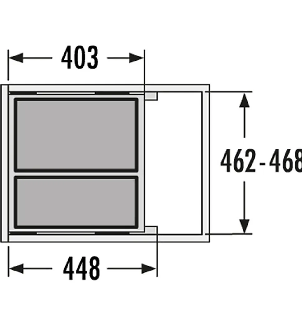 Poubelle de cuisine tri sélectif 2 bacs encastrable 49L (30+19) Hailo Euro Cargo S