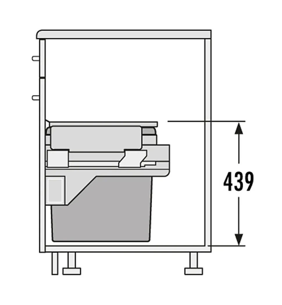 Poubelle de cuisine tri sélectif 2 bacs encastrable 49L (30+19) Hailo Euro Cargo S