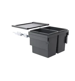Poubelle de cuisine tri sélectif 2 bacs encastrable 56L (28+28) Hailo Cargo Synchro