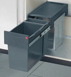 Poubelle de cuisine tri sélectif 2 bacs encastrable sous évier 30L (24+7) Hailo Tandem