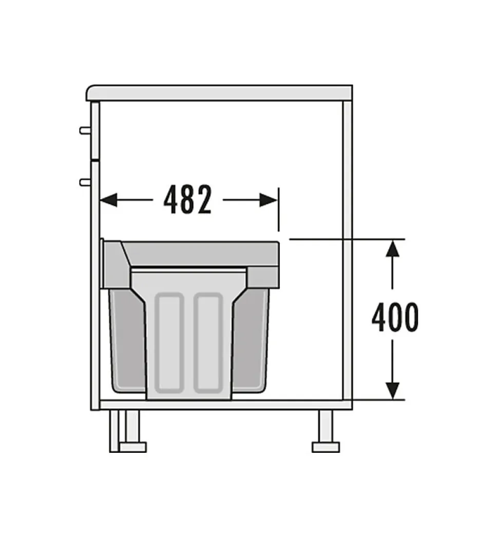 Poubelle de cuisine tri sélectif 2 bacs encastrable sous évier 30L (24+7) Hailo Tandem
