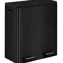 Poubelle de cuisine tri sélectif 2 x 30L noir 2 seaux amovibles et pédales en métal