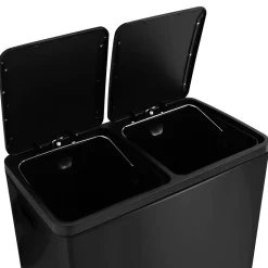 Poubelle de cuisine tri sélectif 2 x 30L noir 2 seaux amovibles et pédales en métal