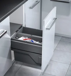 Poubelle de cuisine tri sélectif 2 bacs encastrable 38L (21+17) Hailo Cargo