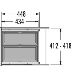 Poubelle de cuisine tri sélectif 2 bacs encastrable 38L (21+17) Hailo Cargo