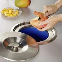 Poubelle de plan de travail avec couvercle en métal 8L