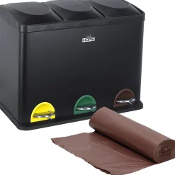 Poubelle de recyclage à 3 compartiments de 45 L AVEC rouleau de 20 sacs poubelle de 20 L