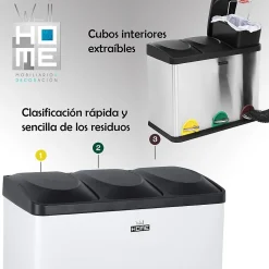 Poubelle de recyclage à 3 compartiments de 45 L AVEC rouleau de 20 sacs poubelle de 20 L