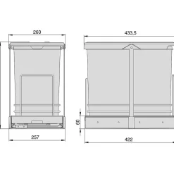 Poubelle de recyclage 2 bacs 12 litres Recycle