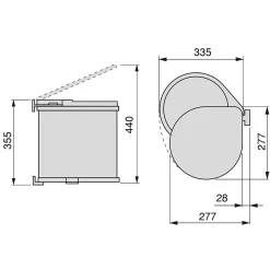 Poubelle de recyclage à fixation sur porte 13 litres