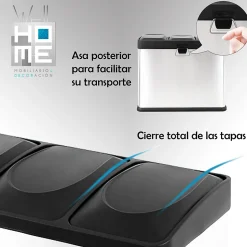 Poubelle de recyclage WellHome 45 L à 3 compartiments, recyclage des déchets