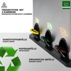 Poubelle de recyclage Brandon, 3 x 8 Litres, Rouleau de sacs poubelle inclus 24 litres