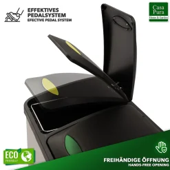 Poubelle de recyclage Brandon, 3 x 8 Litres, Rouleau de sacs poubelle inclus 24 litres