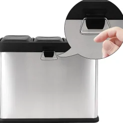 Poubelle de recyclage de 45 L à 3 compartiments - Grande capacité