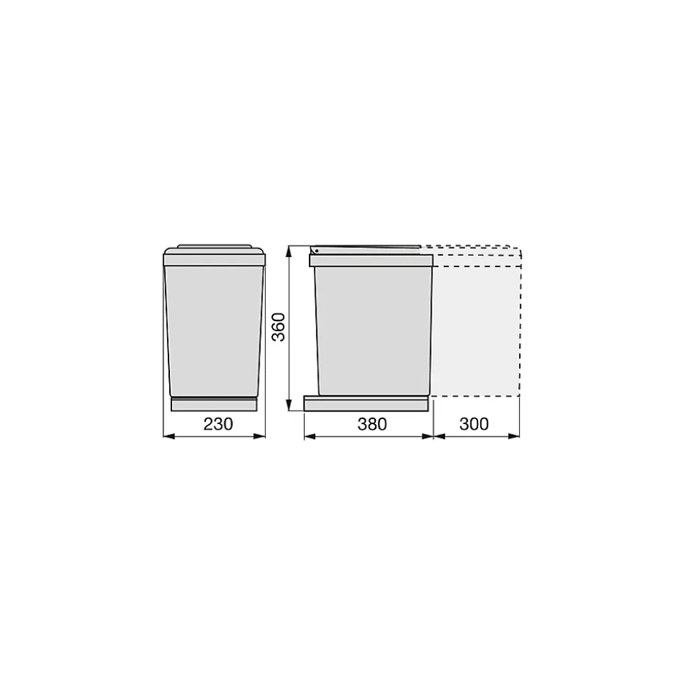 Poubelle de recyclage fixation inférieure et extraction manuelle 16 litres