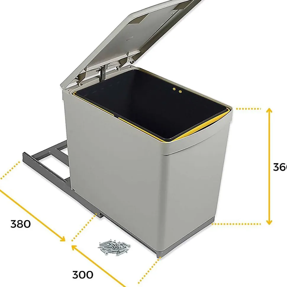 Poubelle de recyclage fixation inférieure et extraction manuelle 16 litres