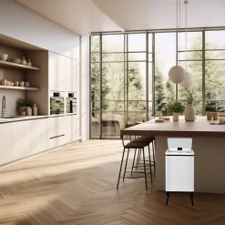 Poubelle de recyclage intelligente WELLHOME à ouverture automatique et contact manuel 15 L + 15 L 35,5 x 26 x 60 cm Blanc