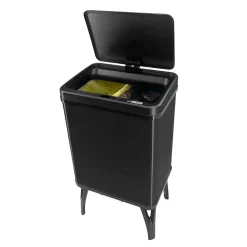 Poubelle de recyclage intelligente WELLHOME à ouverture automatique et contact manuel 15 L + 15 L 35,5 x 26 x 60 cm Noir