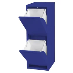 Poubelle de recyclage murale Sollentuna 2 x 14l bleu nuit en.casa