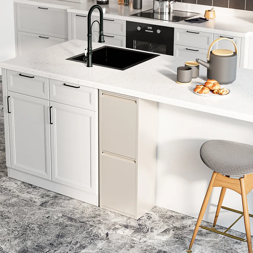 Poubelle de recyclage murale Sollentuna 2 x 14l blanc poivre en.casa