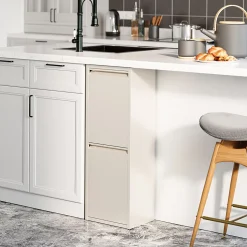 Poubelle de recyclage murale Sollentuna 2 x 14l blanc poivre en.casa