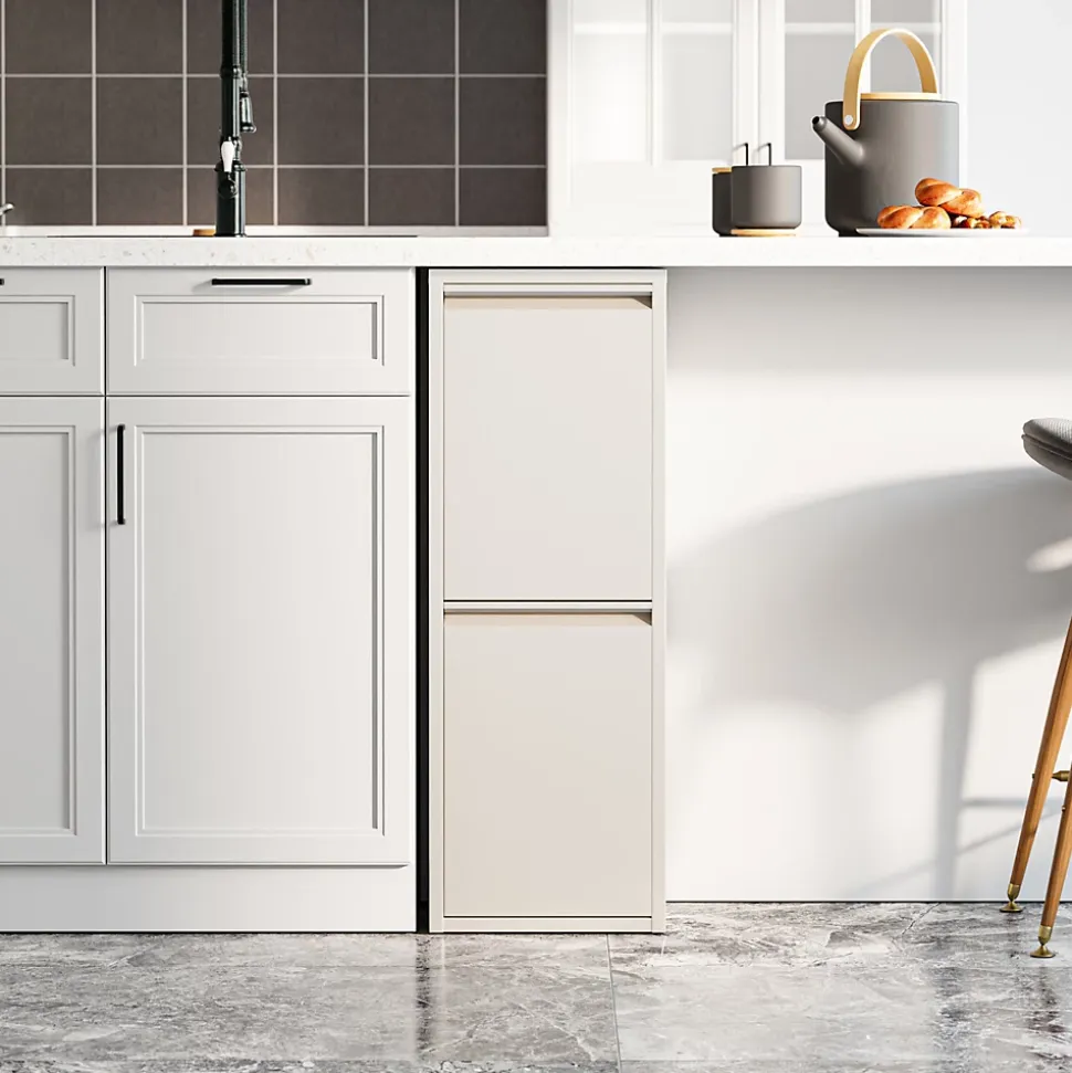 Poubelle de recyclage murale Sollentuna 2 x 14l blanc poivre en.casa