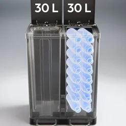 Poubelle de tri 2 compartiments noir mat 60L Five Simple Smart Ariana