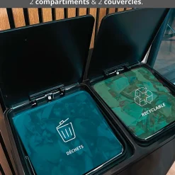 Poubelle de tri 2 compartiments Kitchen Move Major noir 60 L