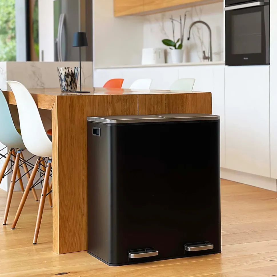 Poubelle de tri 2 compartiments Kitchen Move Major noir 60 L