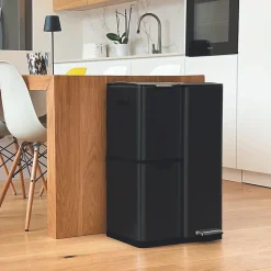 Poubelle de tri 3 compartiments Kitchen Move Haja noir 60 L
