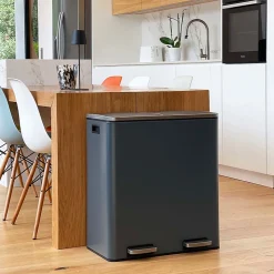 Poubelle de tri 2 compartiments Kitchen Move Major gris 60 L