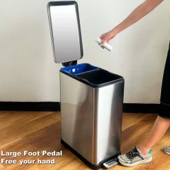 Poubelle de tri 2 compartiments Kitchen Move Edge inox 50 L