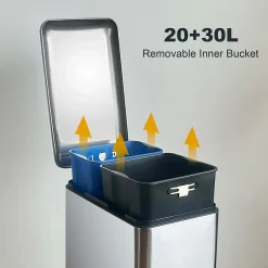 Poubelle de tri 2 compartiments Kitchen Move Edge inox 50 L