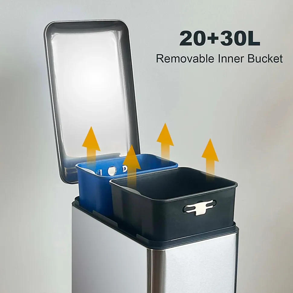 Poubelle de tri 2 compartiments Kitchen Move Edge inox 50 L