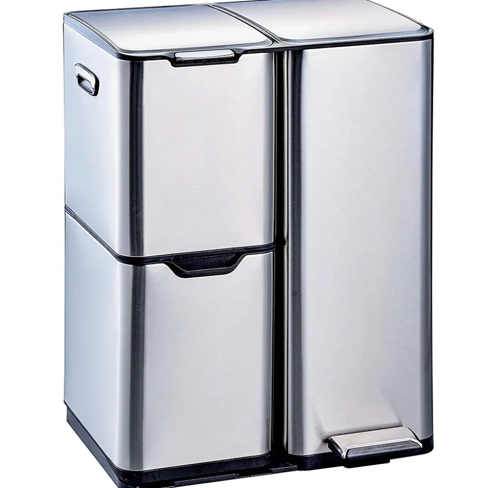 Poubelle de tri 3 compartiments Kitchen Move Haja inox 60 L