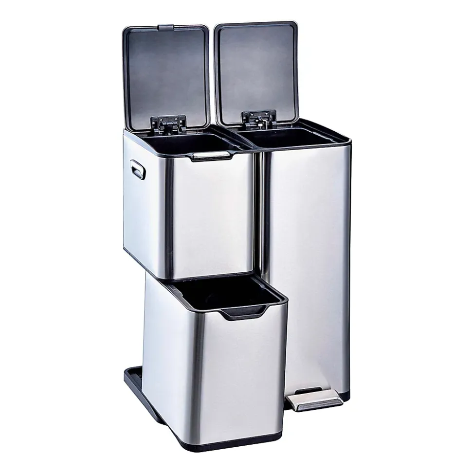 Poubelle de tri 3 compartiments Kitchen Move Haja inox 60 L