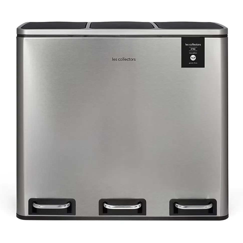Poubelle de tri à pédale 3 x 18 L, inox edition - 982