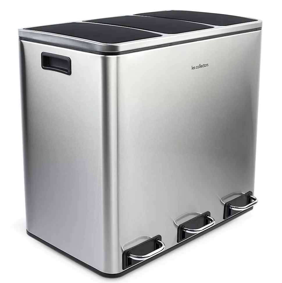 Poubelle de tri à pédale 3 x 18 L, inox edition - 982