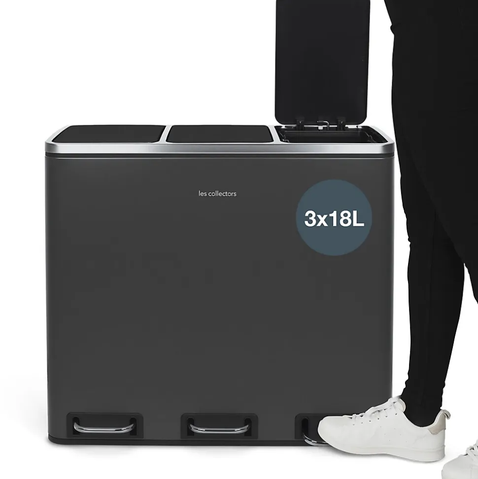 Poubelle de tri à pédale 3 x 18 L, grey edition - 990