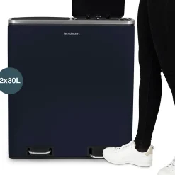 Poubelle de tri à pédale 2 x 30L, midnight blue edition - 908