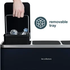 Poubelle de tri à pédale 3 x 18 L, midnight blue edition - 986